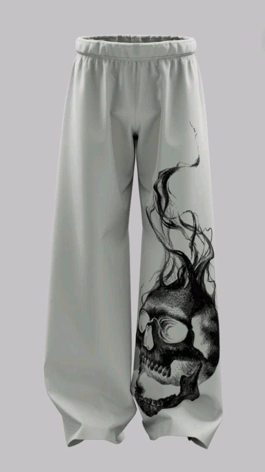 Skull Grey Baggy Pants Genz Wear