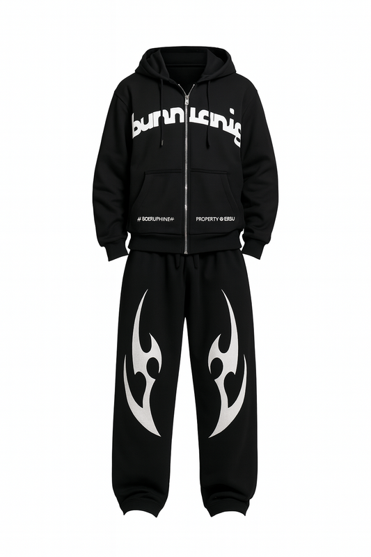 Tracksuit Black Hoodie with Baggy Pant