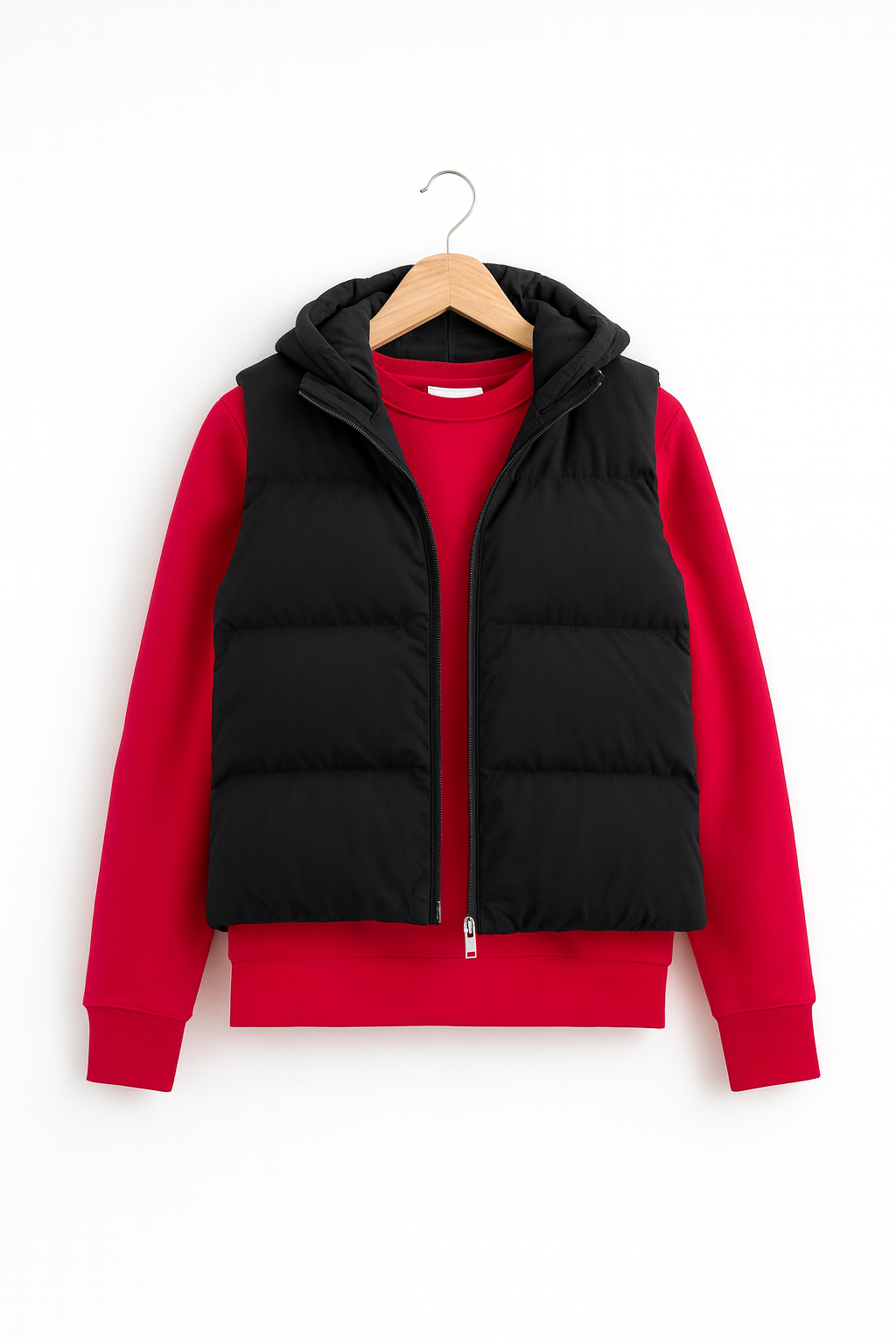 Sleeveless Puffer With SweatShirt Combo Winter Wear