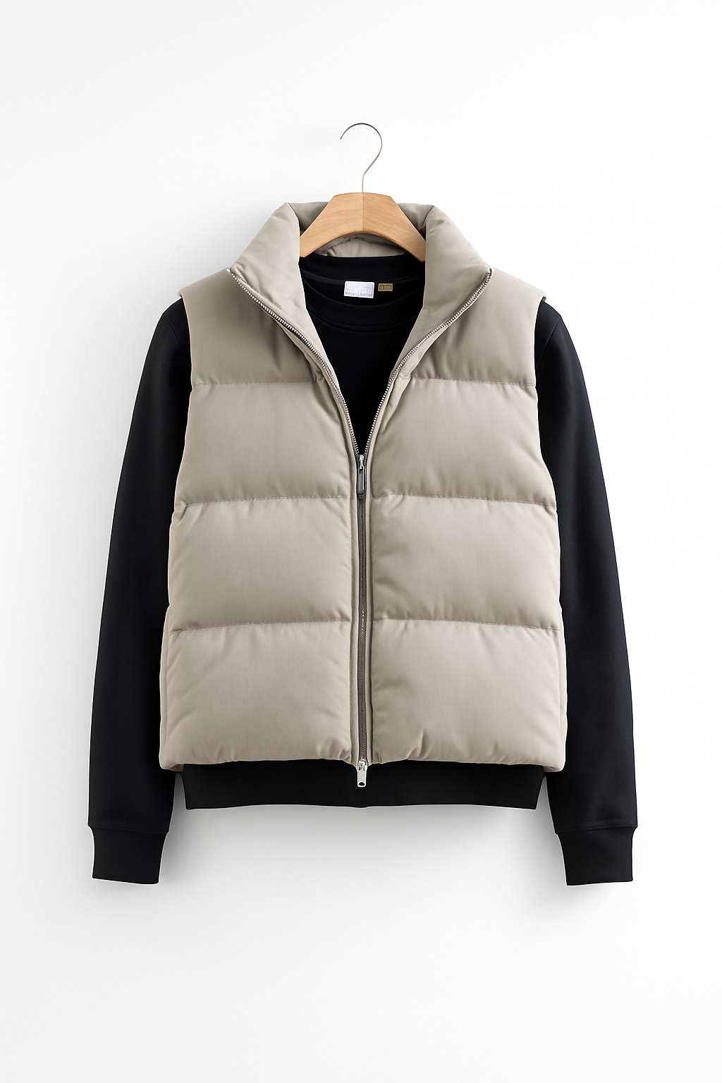 Sleeveless Puffer With SweatShirt Combo Winter Wear Brown Black